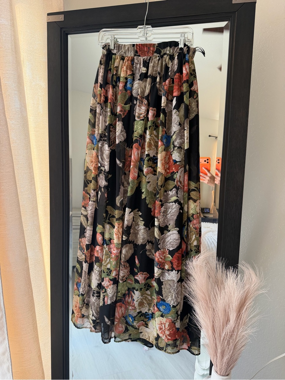 Windsor Black Floral Maxi Skirt with Multicolor Blooms